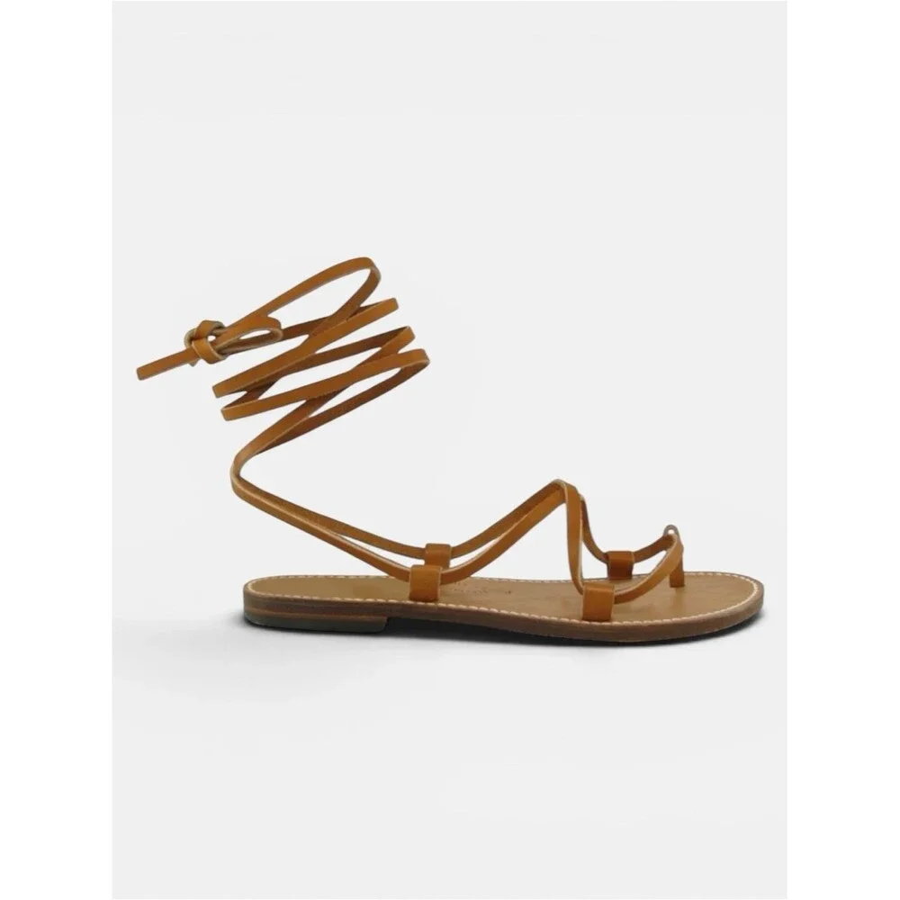 Rodini Saint-Tropez Bikini Leather Lace Up Sandals Tan Size 9 Flat Gladiator